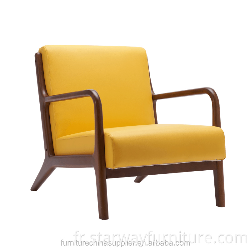 Nouveau style moderne salon inclinable cadre en bois massif tissu simple accoudoir salon chaise de loisirs
